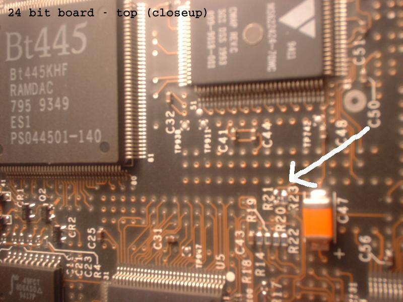 Closeup of the top of the 24-bit board